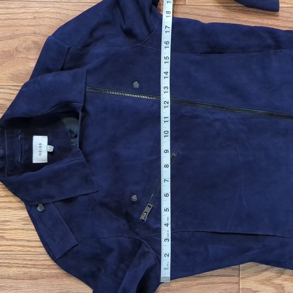 Reiss Santiago Suede Biker Jacket 100% goat leather women's size 6 - Picture 4 of 8